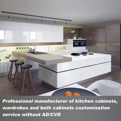 Armarios blancos de moda de la madera contrachapada de los altos del lustre armarios de cocina modulares de la laca