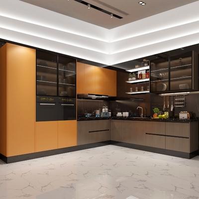 Armarios blancos de moda de la madera contrachapada de los altos del lustre armarios de cocina modulares de la laca