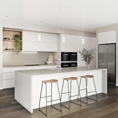 Armarios blancos de moda de la madera contrachapada de los altos del lustre armarios de cocina modulares de la laca