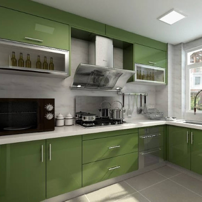 Cad que dibuja a los armarios de cocina modulares económicos con las puertas de la pintura de la laca