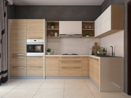 Cad que dibuja a los armarios de cocina modulares económicos con las puertas de la pintura de la laca