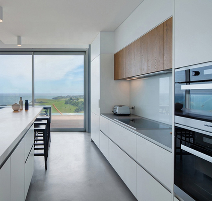 frentes Handleless de Matte Black Kitchen Cabinets With de la isla grande del MDF E1 de 18m m