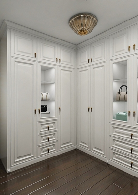 Guardarropa de madera hermoso del almacenamiento del guardarropa moderno del dormitorio de la nuez del roble rojo
