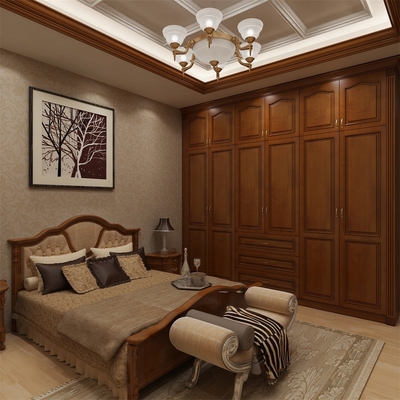 Guardarropa de madera hermoso del almacenamiento del guardarropa moderno del dormitorio de la nuez del roble rojo