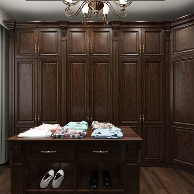 Guardarropa de madera hermoso del almacenamiento del guardarropa moderno del dormitorio de la nuez del roble rojo