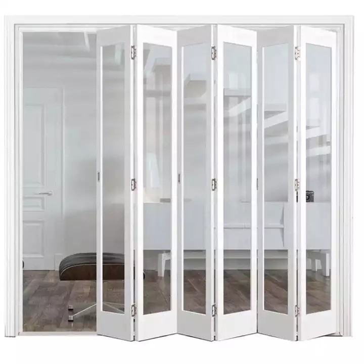 La puerta plegable plástica modificada para requisitos particulares exterior UPVC enmarca el diseño de cristal del acordeón plegable