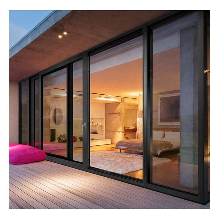Puerta deslizante de cristal modificada para requisitos particulares del doble de aluminio del diseño del color Frameless