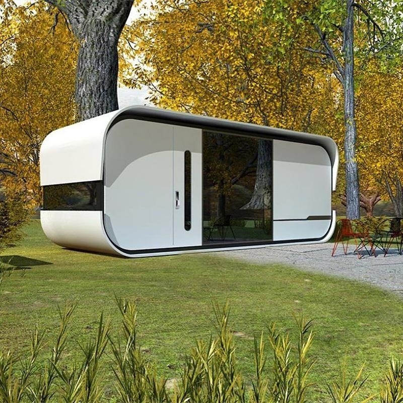 Casa modular moderada de la vaina del envase del café de la tienda prefabricada movible de cristal de la tienda de la estructura de acero