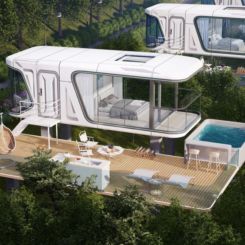 Casa que acampa moderna modificada para requisitos particulares portátil del estilo de la cápsula espacial del marco modular para el uso al aire libre