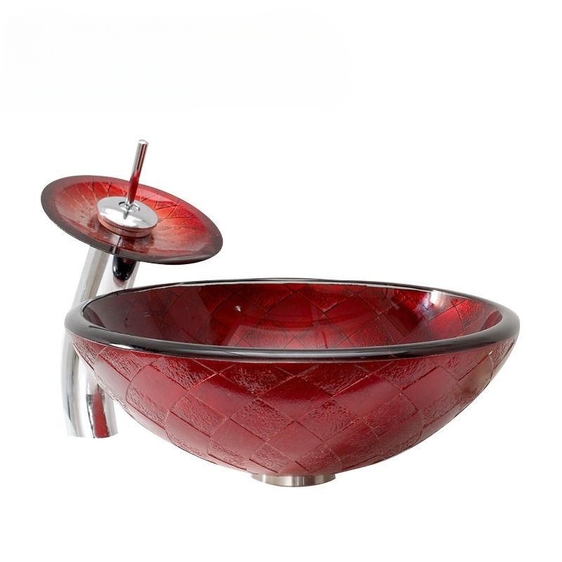 Fregadero de cristal de las mercancías del grifo decorativo sanitario de la cascada para el lavabo del cuarto de baño