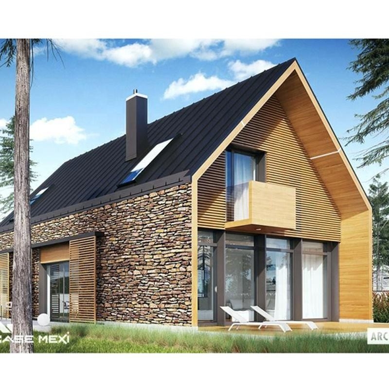 Color y tamaño personalizados Estructura de acero ligero Prefabricado Villa de lujo Dos pisos Casa prefabricada